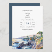 コースタルロッキーコーブゴールデンサンセットビーチ結婚式 招待状 (正面/裏面)