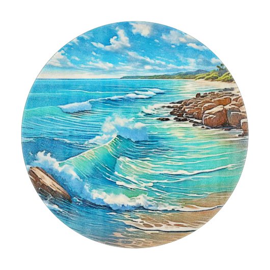 コースタルロックシーンデザイン カッティングボード (正面)