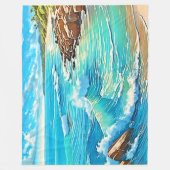 コースタルロックシーンデザイン フリースブランケット (正面)