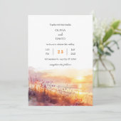 コースタルワイルドフラワーズアットサンセットアートビーチ結婚式 招待状 (スタンド正面)