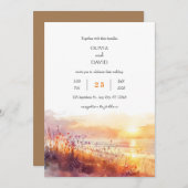 コースタルワイルドフラワーズアットサンセットアートビーチ結婚式 招待状 (正面/裏面)