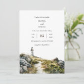 コースタルワイルドフラワーライトハウスパスビーチ結婚式 招待状 (スタンド正面)