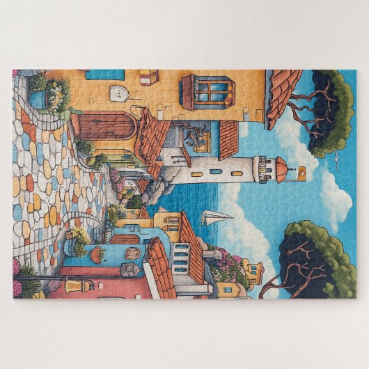 コースタルヴィレッジチャームカーメルカリフォルニア ジグソーパズル (横)