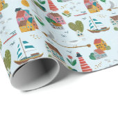 コースタルヴィレッジブルーベビーシャワーパーティー ラッピングペーパー (ロールコーナー)