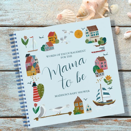 コースタルヴィレッジブルーボーイベビーシャワーゲストブック ノートブック