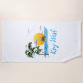 コースタル鍵ウェストセイリングサンセット ビーチタオル (正面)