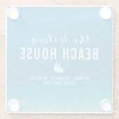 コースタル「ビーチハウス」ユアネームタイポグラフィコースター ガラスコースター (裏面)