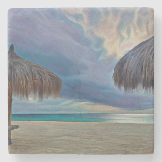 コースターとビーチ写真 ストーンコースター (正面)