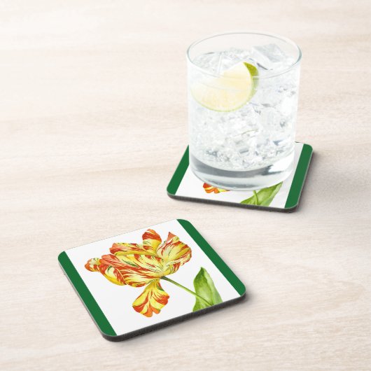 コースターのセットに燃えるようなチューリップ コースター (右側)