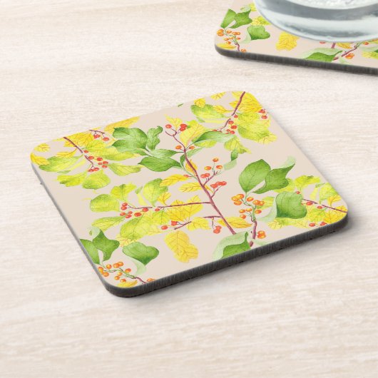 コースターのセットに登場する秋の果実 コースター (左側)