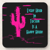 コースターのネオンピンクのサグアロのサボテンのチューソンの楽しい時間 コースター (正面)