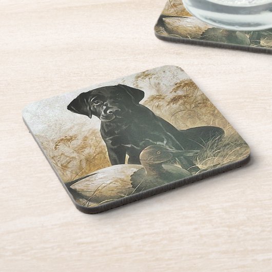 コースターのラブラドールの実験室及び捜すこと心配するアヒルのおとり コースター (左側)