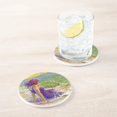 コースターのヴィンテージのフラッパーのビーチプラムの水着のギフト コースター (側面)