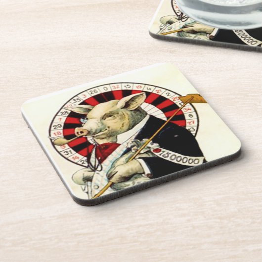 コースターのヴィンテージの相場師の賭博のルーレットのブタ コースター (左側)