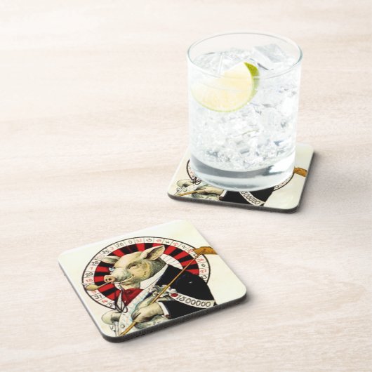 コースターのヴィンテージの相場師の賭博のルーレットのブタ コースター (右側)