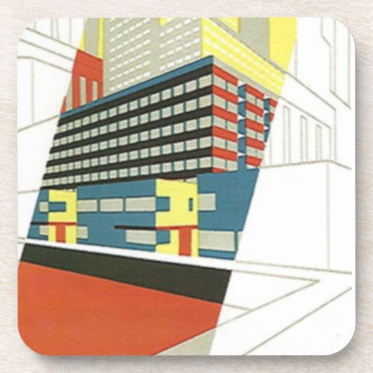 コースターのヴィンテージのDecoの超高層ビル具体的な都市町 コースター (正面)