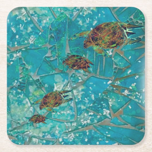 コースターの世界の亀のインディジェノシー。 スクエアペーパーコースター (正面)