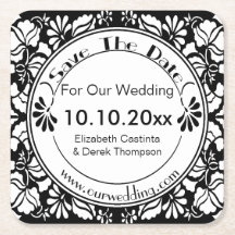 コースターの保存日付-エレガントな白黒