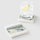 コースターの冬の渓流 ストーンコースター (横)