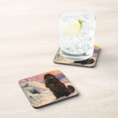 コースターの冬の野性生物の《鳥》アメリカゴガラの鳥及びビーバー コースター (右側)