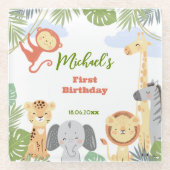 コースターの最初の誕生日かわいい動物。 ガラスコースター (正面)