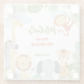 コースターの最初の誕生日かわいい動物。 ガラスコースター (裏面)