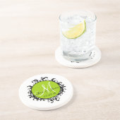 コースターの緑を結婚する日付のイニシャルの名前を救って下さい コースター (側面)