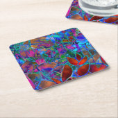 コースターの花柄のステンドグラス スクエアペーパーコースター (アングル)