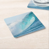 コースターを壊すサーフィンのバレルの波 スクエアペーパーコースター (アングル)