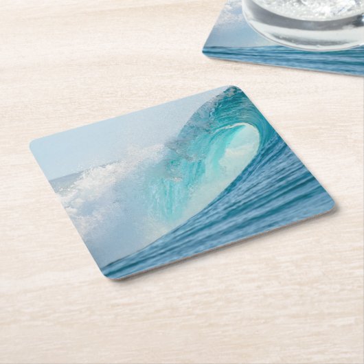 コースターを壊すサーフィンのバレルの波 スクエアペーパーコースター (アングル)