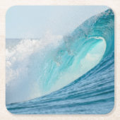 コースターを壊すサーフィンのバレルの波 スクエアペーパーコースター (正面)