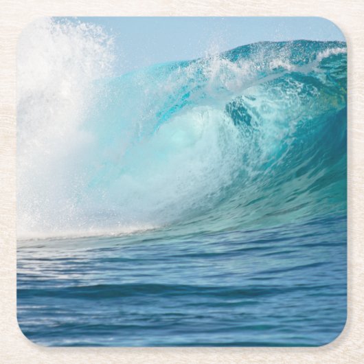 コースターを壊す太平洋の大きい波 スクエアペーパーコースター (正面)