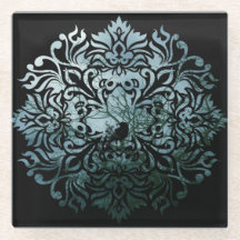 コースターガラス-着席のワタリガラス