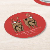 コースタークリスマスユーモア ラウンドペーパーコースター (アングル)