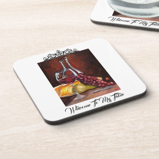 コースターコルクバック – 私のテーブルへようこそ コースター (左側)