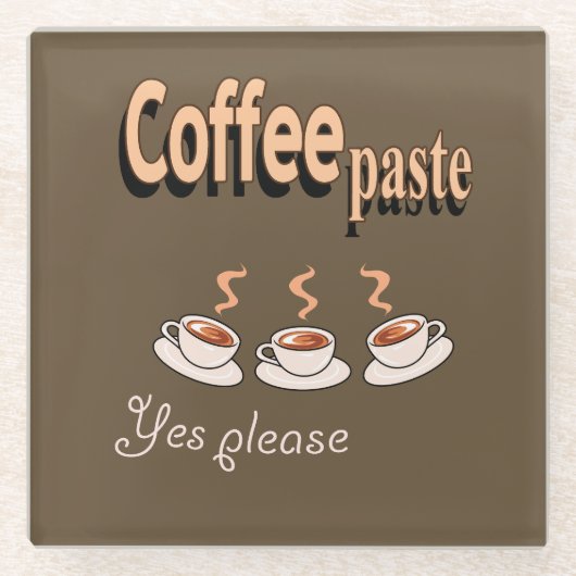 コースターコーヒーペーストコーおもしろいヒープン ガラスコースター (正面)