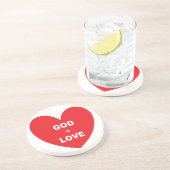 コースターゴッドイズラブ赤いハート コースター (側面)
