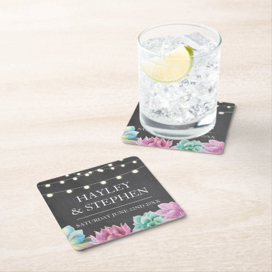 コースターズパステルズスキュレ素朴ントウェディングパーティー スクエアペーパーコースター (インサイチュ)