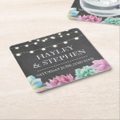 コースターズパステルズスキュレ素朴ントウェディングパーティー スクエアペーパーコースター (アングル)