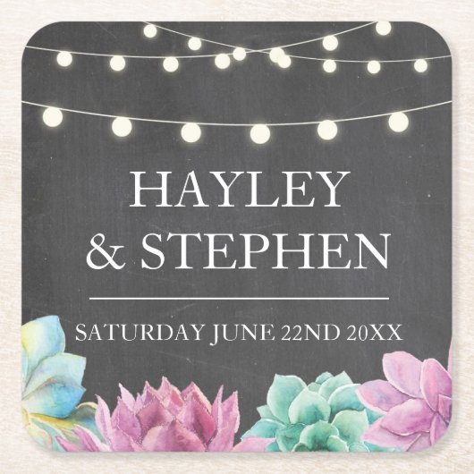 コースターズパステルズスキュレ素朴ントウェディングパーティー スクエアペーパーコースター (正面)