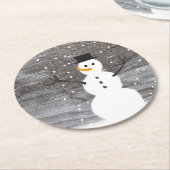 コースターズパルプボード素朴なクリスマス雪だるま ラウンドペーパーコースター (アングル)