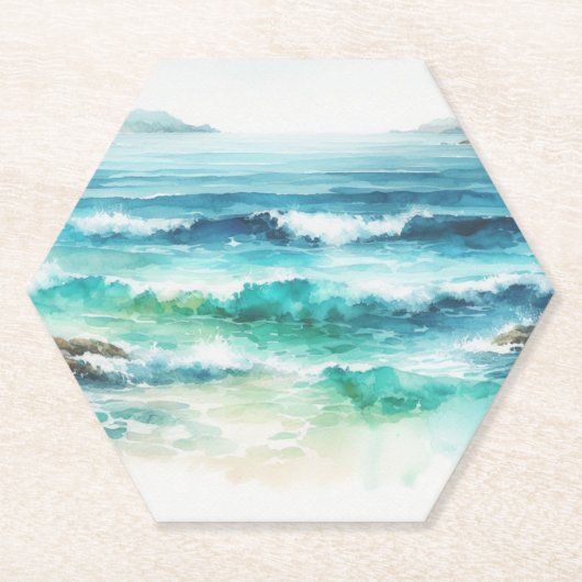 コースターズ海波ビーチ水の色絵を描の ペーパーコースター (正面)