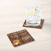 コースターズ素朴ウッドパンプキン秋の結婚式パーティー スクエアペーパーコースター (インサイチュ)