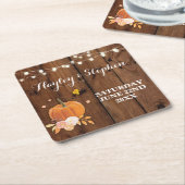 コースターズ素朴ウッドパンプキン秋の結婚式パーティー スクエアペーパーコースター (アングル)