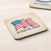 コースターセットを信頼する神のアメリカ国旗 コースター (左側)