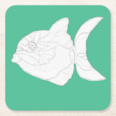 コースターセットストライプの – 魚を色に スクエアペーパーコースター (正面)