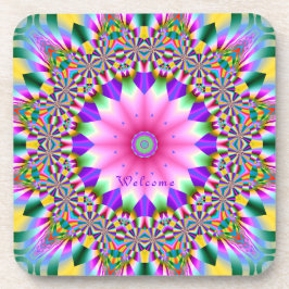 コースターセット芸術的 – 幾何学的デザインの花 コースター