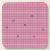 コースターセット – ピンク四角モザイク コースター (正面)