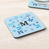 コースターセット – 青いジャンブル文字 コースター (左側)