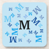 コースターセット – 青いジャンブル文字 コースター (正面)